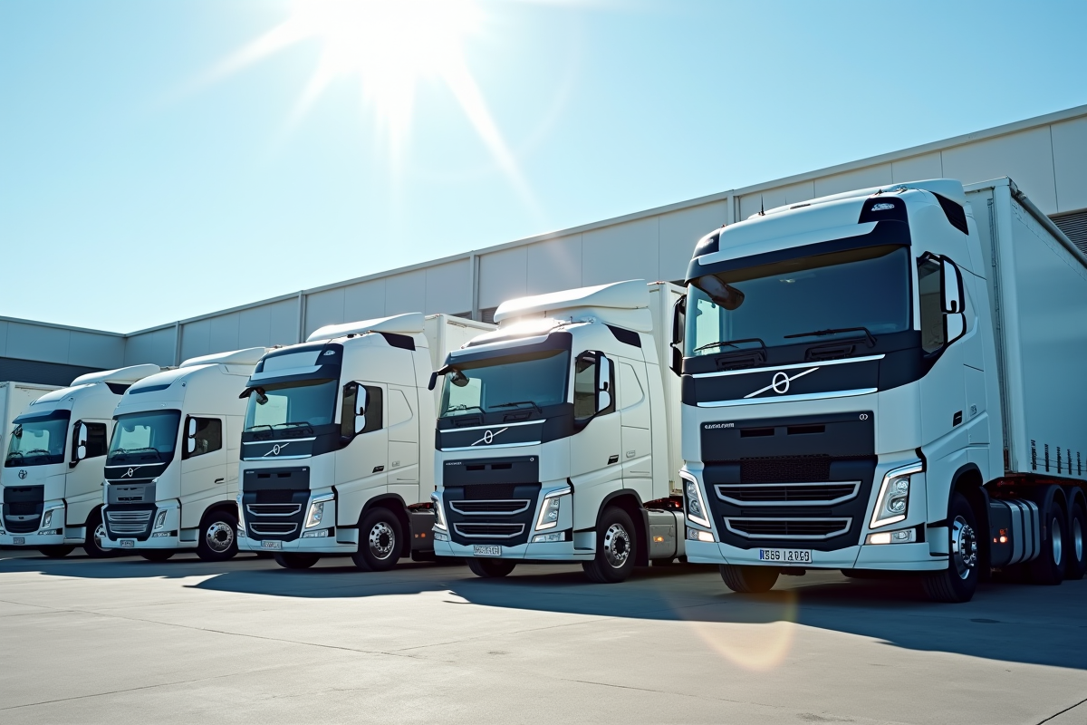 Plusieurs camions 12 tonnes de marques différentes en extérieur