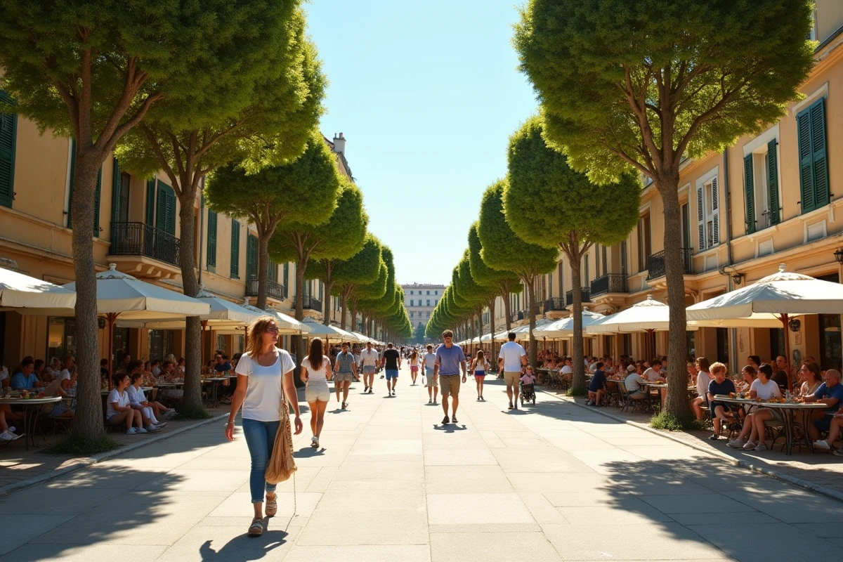 Le cours Mirabeau d'Aix-en-Provence animé par ses habitants, représentant le poids démographique de la métropole