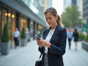 Femme d'âge moyen en tenue décontractée dans la ville