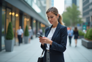 Femme d'âge moyen en tenue décontractée dans la ville