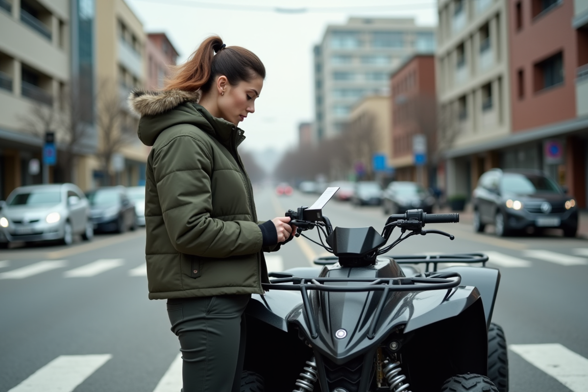 Femme regardant son permis à côté d