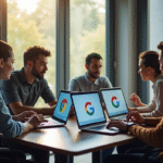 Groupe de personnes discutant de moteurs de recherche alternatifs