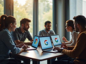 Groupe de personnes discutant de moteurs de recherche alternatifs