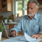 Homme d'âge moyen examinant des documents financiers