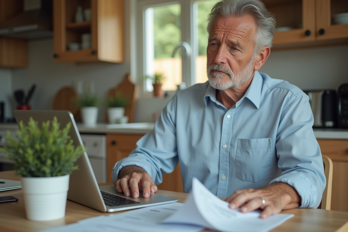 Homme d'âge moyen examinant des documents financiers