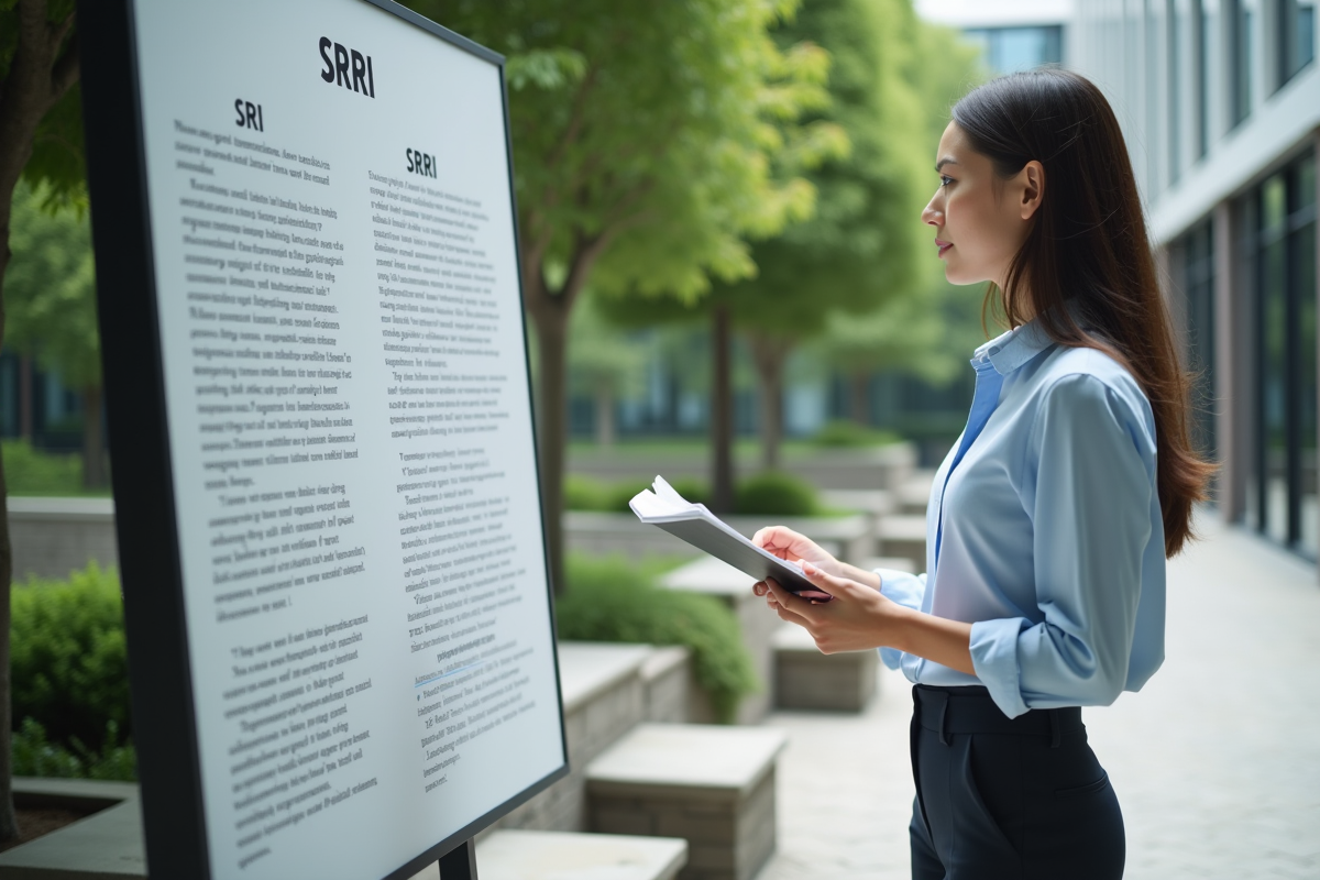 Jeune femme observant un panneau d