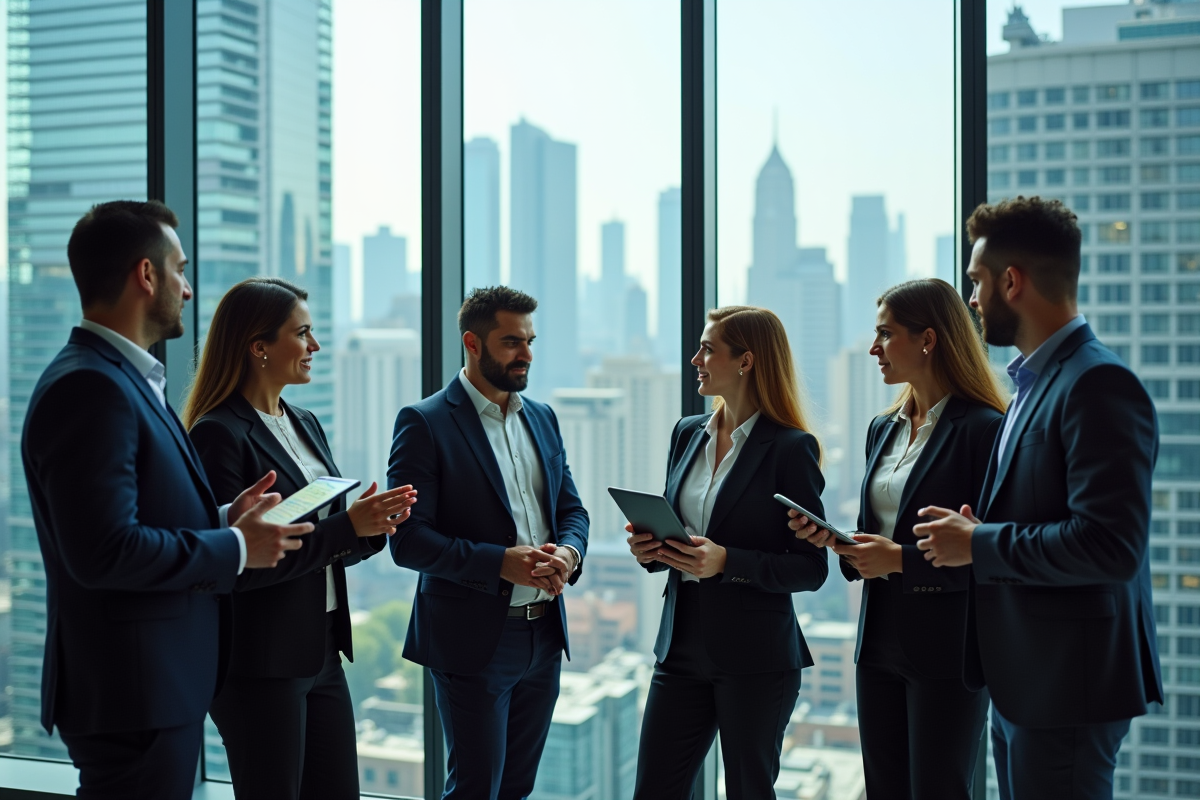 Groupe de professionnels en ville pour article economie