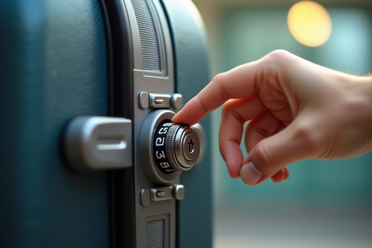 Fermeture de valise avec cadenas à combinaison en lumière naturelle